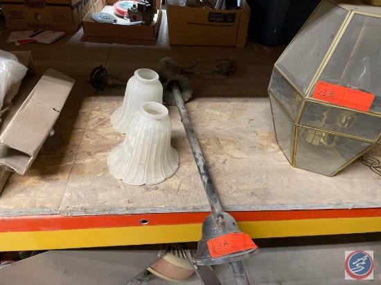 Antique Light Fixture with (2) Glass Fixture Covers