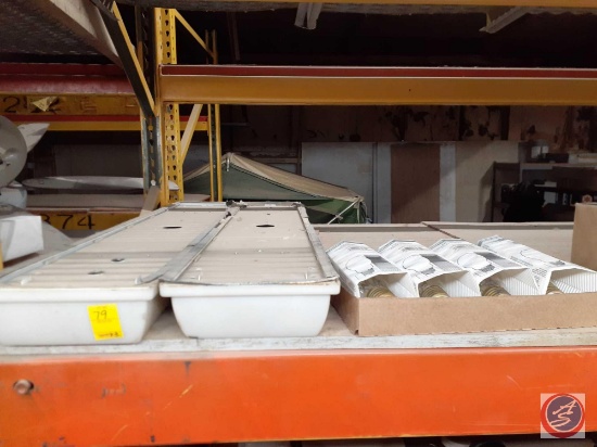 (2) Glass Shades Approx 4 ft. and (4) Metal Halide Light Bulbs