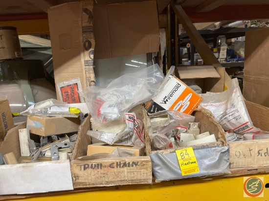 Assorted Hardware Including Wiremold STL External Elbow 500 Ivory, Metal Brackets, Electrical Boxes