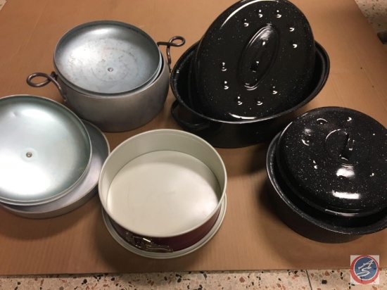 Speckleware Roaster Pans with Lids, Wear-Ever Pot with Lid, Cake Form and More