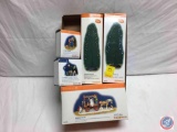 (2) Dept 56 Halloween Twinkle Brite Trees, Halloween Hayride, Strangers Beware and I'm Home!