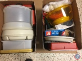 Assorted Plastic Containers, Bamboo Paper Plate Holders and More