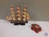 Cutty Sark Replica Ship and Crest and Shield Wall Hanging...