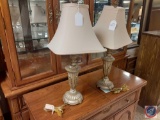 (2) Ornate Style Table Top Lamps with Shades