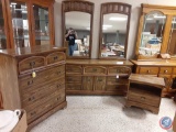 {{3X$BID}} Seven Drawer His and Hers Dresser Measuring 64'' X 18'' X 30'' with (2) Mirrors 26'' X