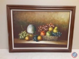 Framed Painting of Fruit Signed Austin Measuring 43'' X 31 1/2''