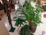Faux Plants and Wood Christmas Tree