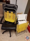 (2) Folding Lawn Chairs, Rolling Adjustable Office Chair and Shower Chair