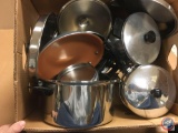 Copper Skillet and Assorted Pots and Pans with Lids ...