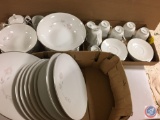 Set Of Four Crown China Plates,Bowls And Coffe Cups...