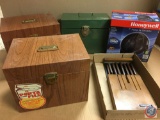 (2) Porta File Boxes, Westminster Knife Set Also A Honey Well 7