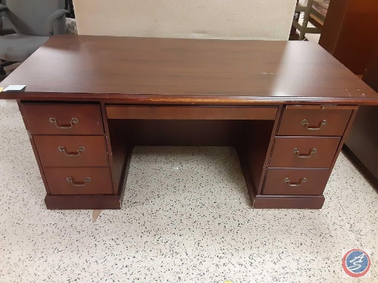 Five Drawer Office Desk with Single Slide-Out Measuring 72'' x 36'' X 29''