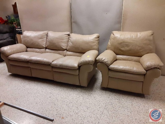 { {2X$BID}} 2-Piece Corsica Reclining Sofa and Chair Leather Looks