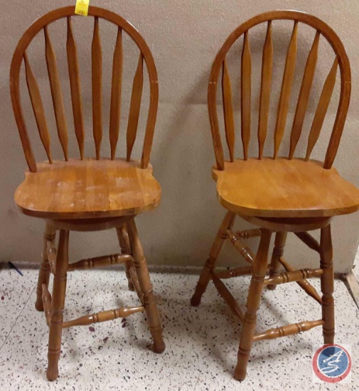 {{2X$BID}} Wooden Swivel Bar Chairs...