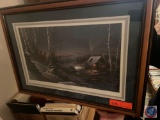 Framed Terry Redlin Print Titled Evening with Friends Measuring 18'' X 25''