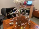 Coffee Table Measuring 40'' X 40'' X 19'' and Wire Tree with Tea Pots and Cup and Saucer Ornaments