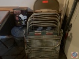 (5) Lawn Chairs, Metal Folding Chair, Snoopy and Woodstock Trash Can, Small Metal Trash Can with