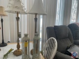 (2) Candlestick Lanterns and (2) Decorative Table Top Lamps with Shades