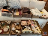 Assorted Home Decorations, Vintage Telephone, Salt and Pepper Shakers, Pin Cushion with Pins, (2)