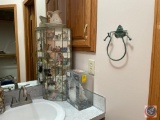 Precious Moments Wedding Cake Topper, Small Wash Basin and Pitcher and Glass Display Case Containing