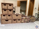 (2) Storage Boxes with Latches, Three Drawer Jewelry Box and (3) Two Tier Storage Units with Woven