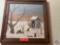Framed Painting Signed GFH 76 Measuring 20'' X 20'', Spin Mop and Bucket with Assorted Cleaners