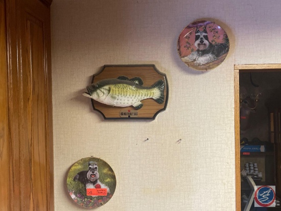 (2) Schnauzer Decorative Plates, Big Mouth Billy Bass and Eyes of Love Decorative Plate