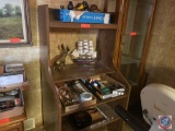 Four Tier Rolling Shelving Unit Measuring 28'' X 23 1/2'' X 54 1/2'' Including Brass Moose Statue,