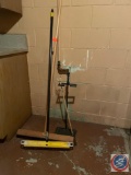 (2) Push Brooms and Fire Poker Stand