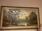 Framed Painting Signature Not Legible Measuring 55'' X 31''