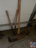 Lopers, Pick Axe, (2) Hand Saws and Metal Funnel