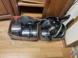 Assorted Stainless Steel Pots and Pans, Lids, Tea Kettle and More