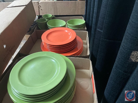 Set Of Orange Essential Home Plates Also Set Of Green Essential Home Plates And Bowls Coffee Cups