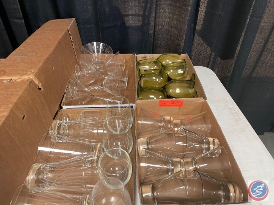 Cocktail Glasses, Martini Glasses Also (6) Green Wine Glasses Pus More