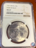 NGC 1967 ISREAL S5L PORT OF ELIOT MS 67, WEIGHING 2.20OZ