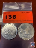 (2) 1 TROY OZ EACH FINE SILVER COINS, .999 SILVER SUNSHINE MINTING SILVER EAGLE, TRI-STATE REFINING