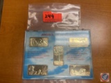 Hamilton Mint 999 Gold Bars (5) 1 Troy Ounce .999 gold bars depicting 5 stamped photos, on back is 1