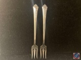 (2) Heirloom Sterling Silver Sea Food Forks, weighing 31.5 grams Sales Tax will be added at closing