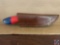 Hand Forged Damascus Hunter's Knife With Red White And Blue Handle Measuring (8