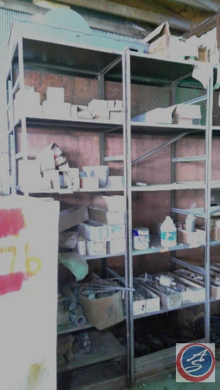 (1) 9X16 shelving unit All One Money, assorted electrical components, wood cabinet (rough)