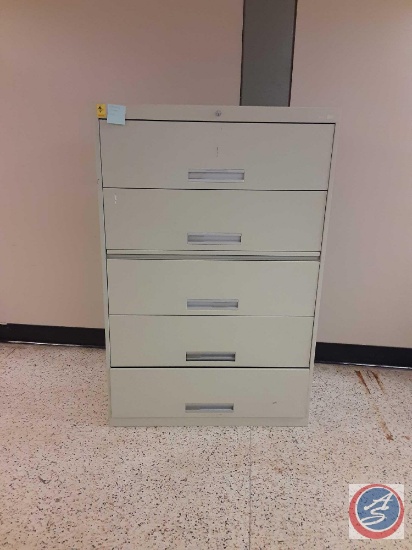 Lateral File Cabinet (no key) - (5) Drawer with 4 roll-out shelves and 1 File Drawer 42" x 18" x 63