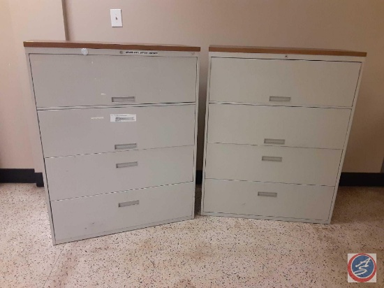 {{2X$BID}}...Lateral File Cabinet / Wood Top (no key) - (4) Drawer with 2 roll-out shelves - 42" x 1