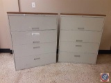 {{2X$BID}}...Lateral File Cabinet / Wood Top (no key) - (4) Drawer with 2 roll-out shelves - 42