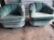 2 Green Curved back swivel chairs