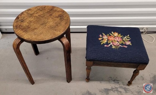 Blue Foot Stool and round little side table