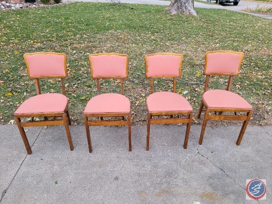 Vintage Stakmore Pink Table and 4 folding Chairs