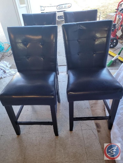 4 Tall Black Leather Chairs