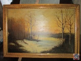Gathering Wood (flawed) vintage Canvas unsigned