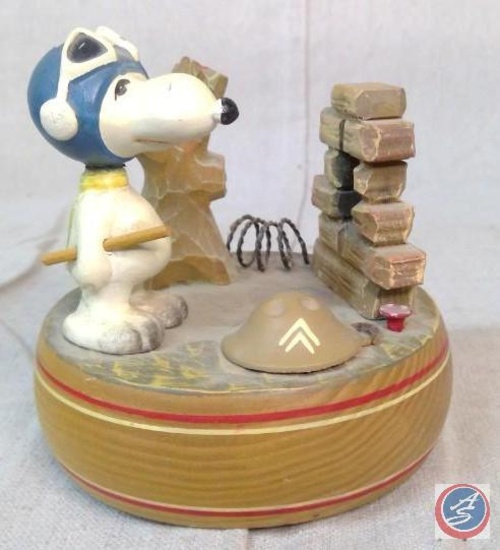 Vintage 1968 ANRI Flying Ace (Snoopy) music box; plays "It's a Long Way to Tipperary."