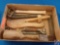 (1) Flat assorted items; marking gauge, wood mallet,......hammer handle.